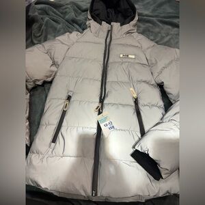 Primark reflective gray boys puffer jacket sz 12-13 yrs 158 cm nwt